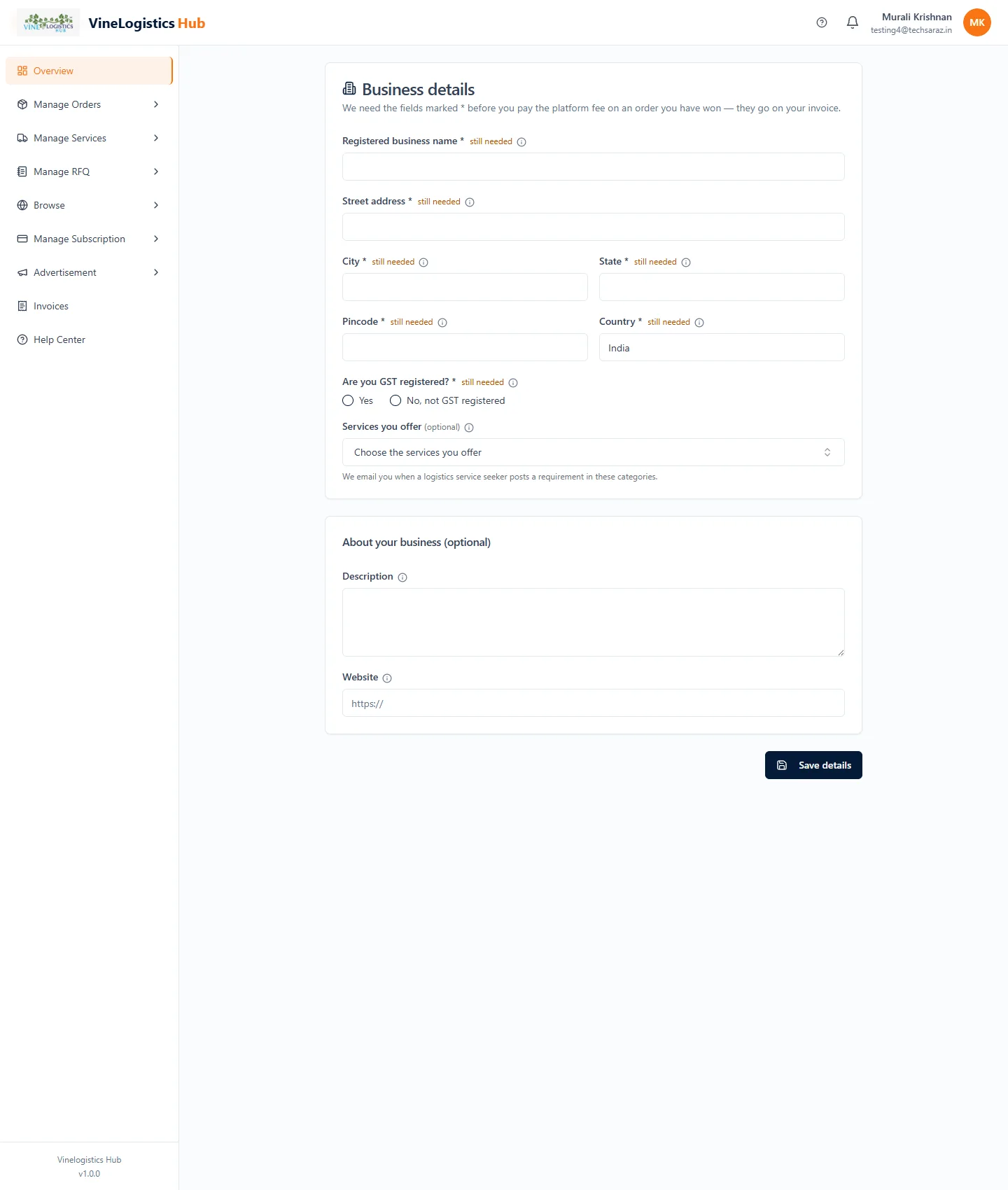Business details